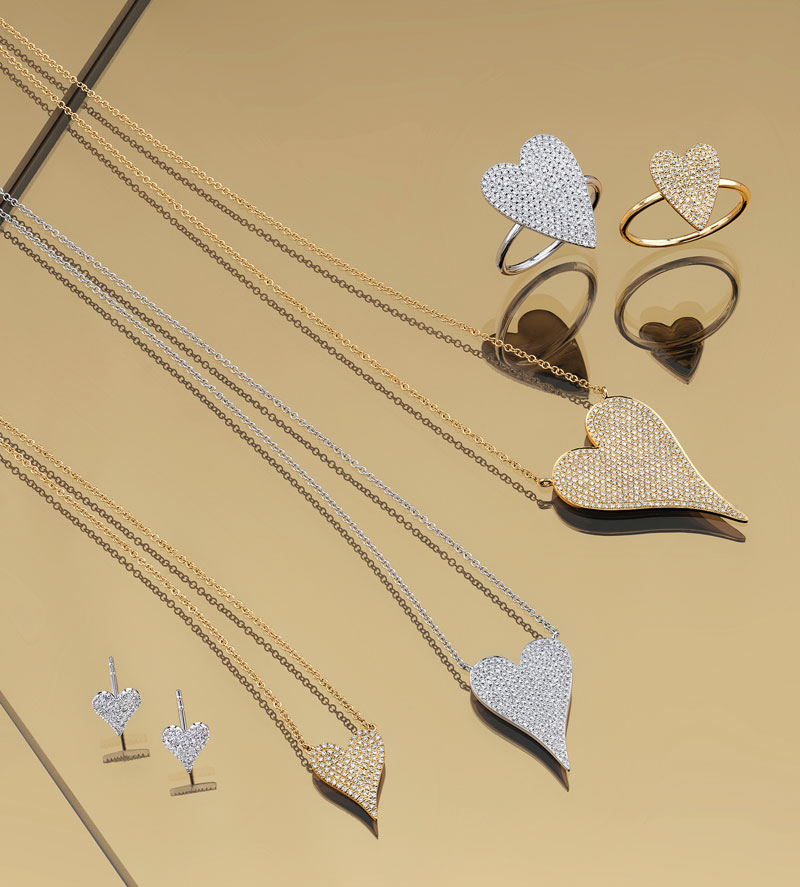 Diamond heart pendants by shy creation