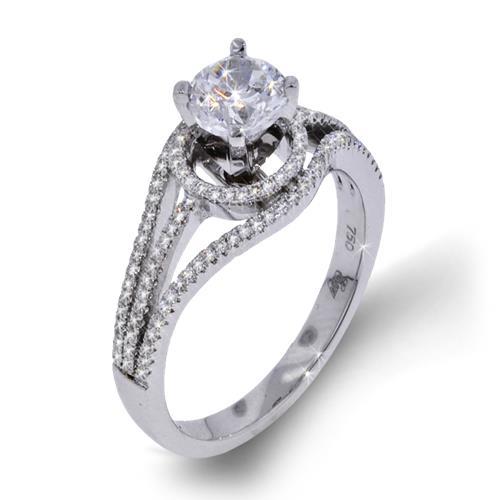 Arthur's Collection Halo 18K - White Gold Diamond Engagement Ring ...