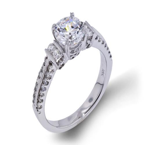 Arthur's Collection Three Stone 18K - White Gold Diamond Engagement ...