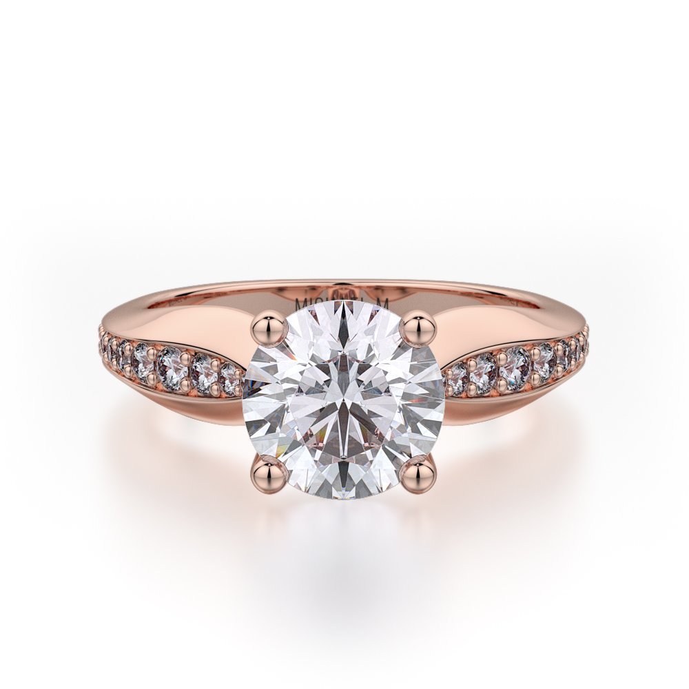 Michael M Side Stone Prong Set 18K - White Gold Diamond Engagement Ring ...