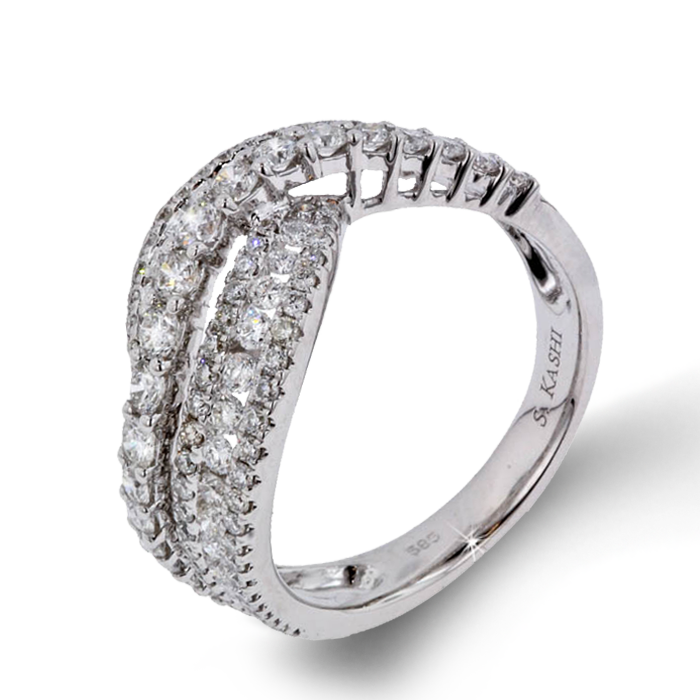 Arthur's Collection Diamond Curved White Gold Womens Wedding bands ...